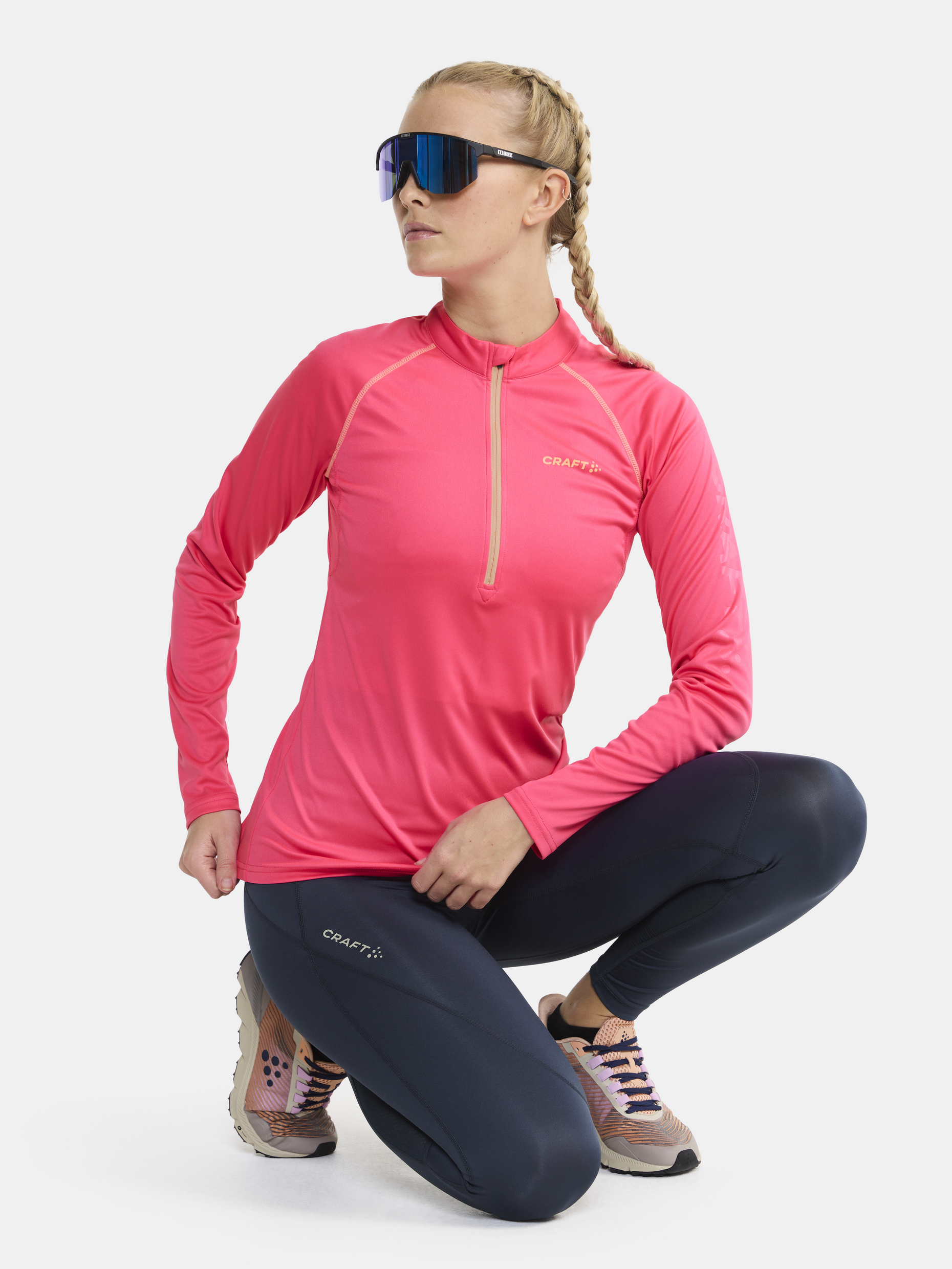 Eaze LS Half Zip Tee W | Pink | Craft Sportswear