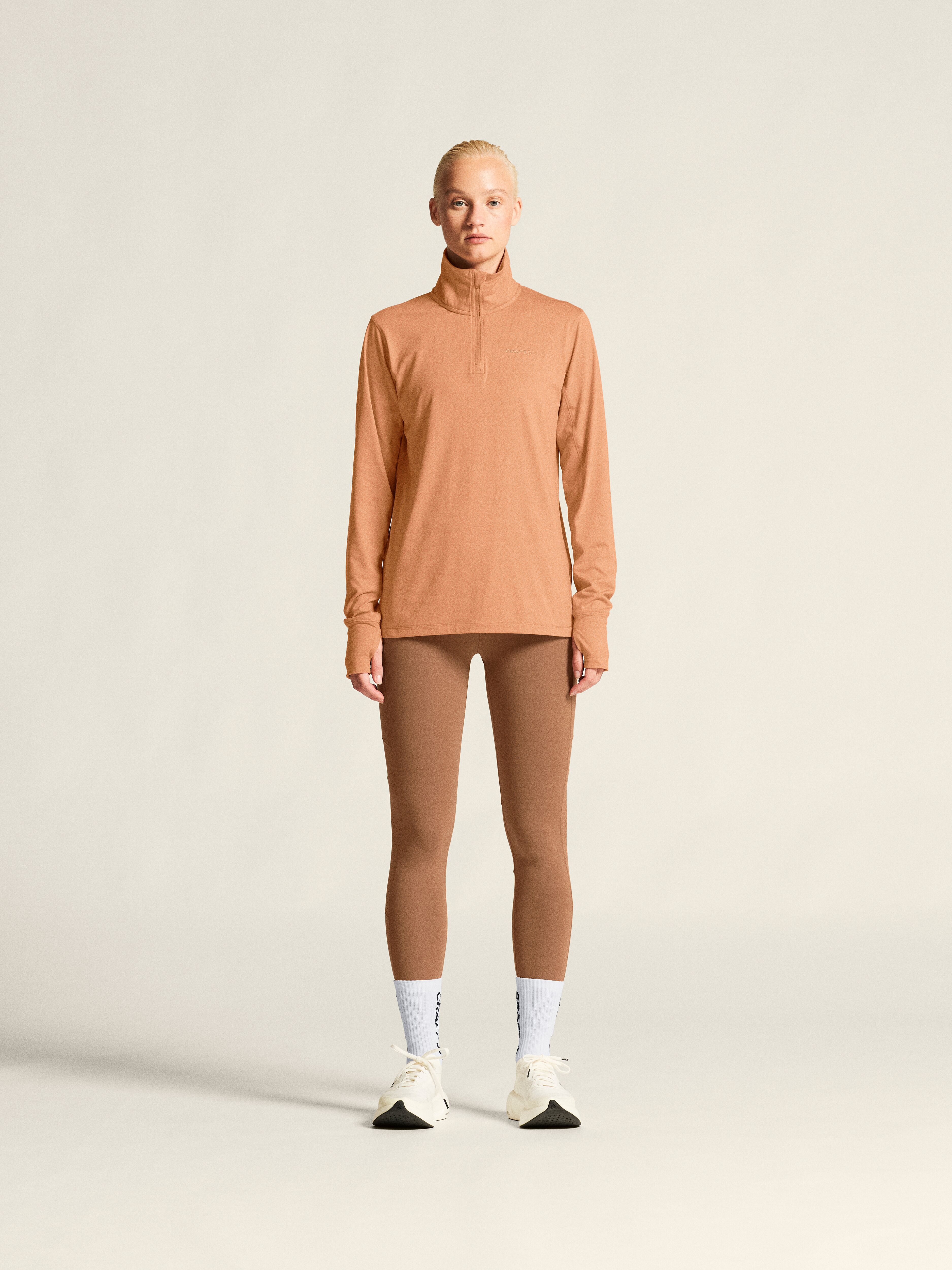 CRAFT - Baselayer Shirt - Female - XS - Orange - Craft Sportswear Flow HZ LS W