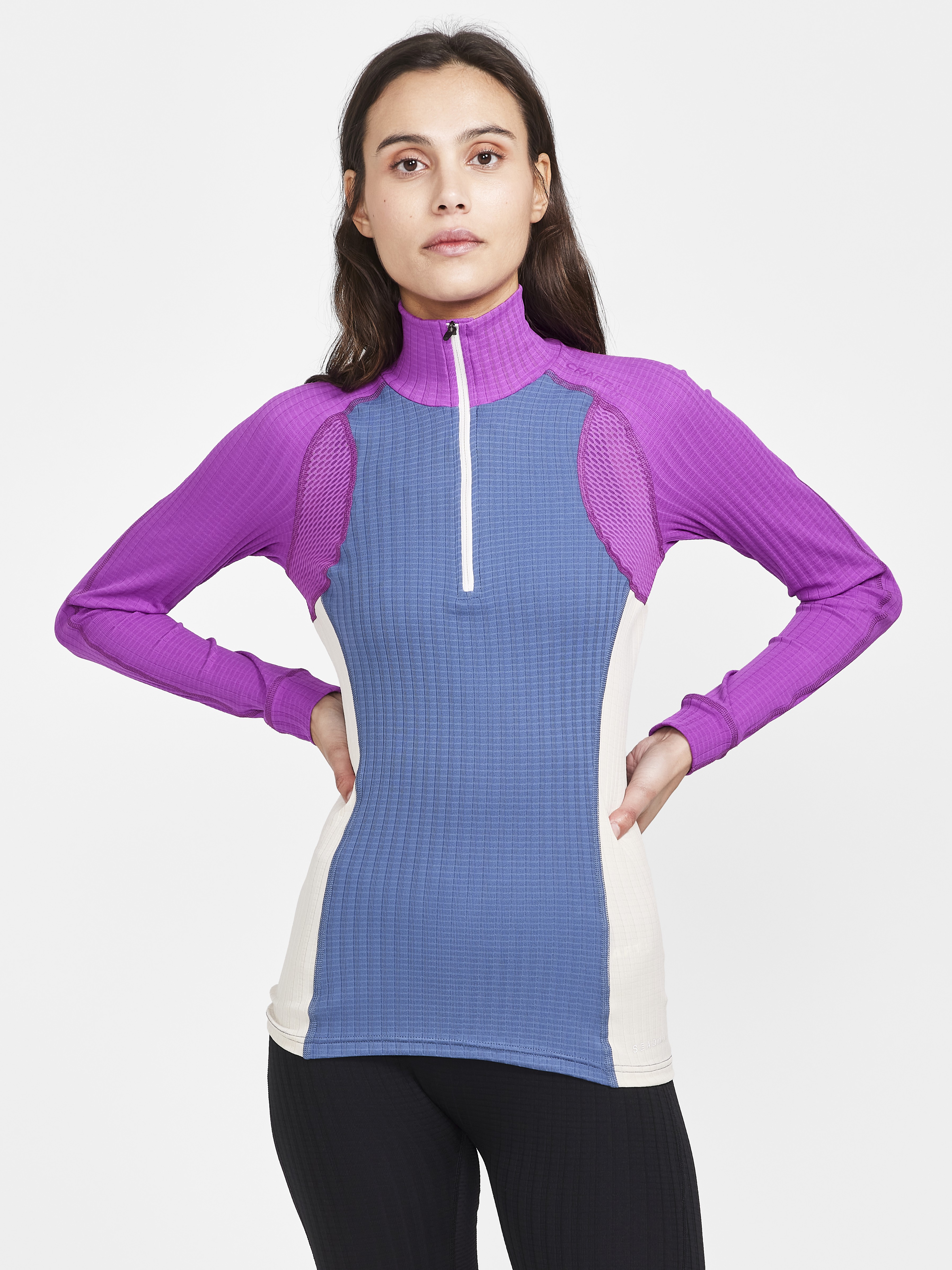 CRAFT - Baselayer Shirt - Female - L - Blue - Craft Sportswear Active Extreme X ZIP LS W